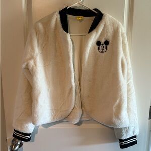 Disney White and Black Faux Fur Jacket